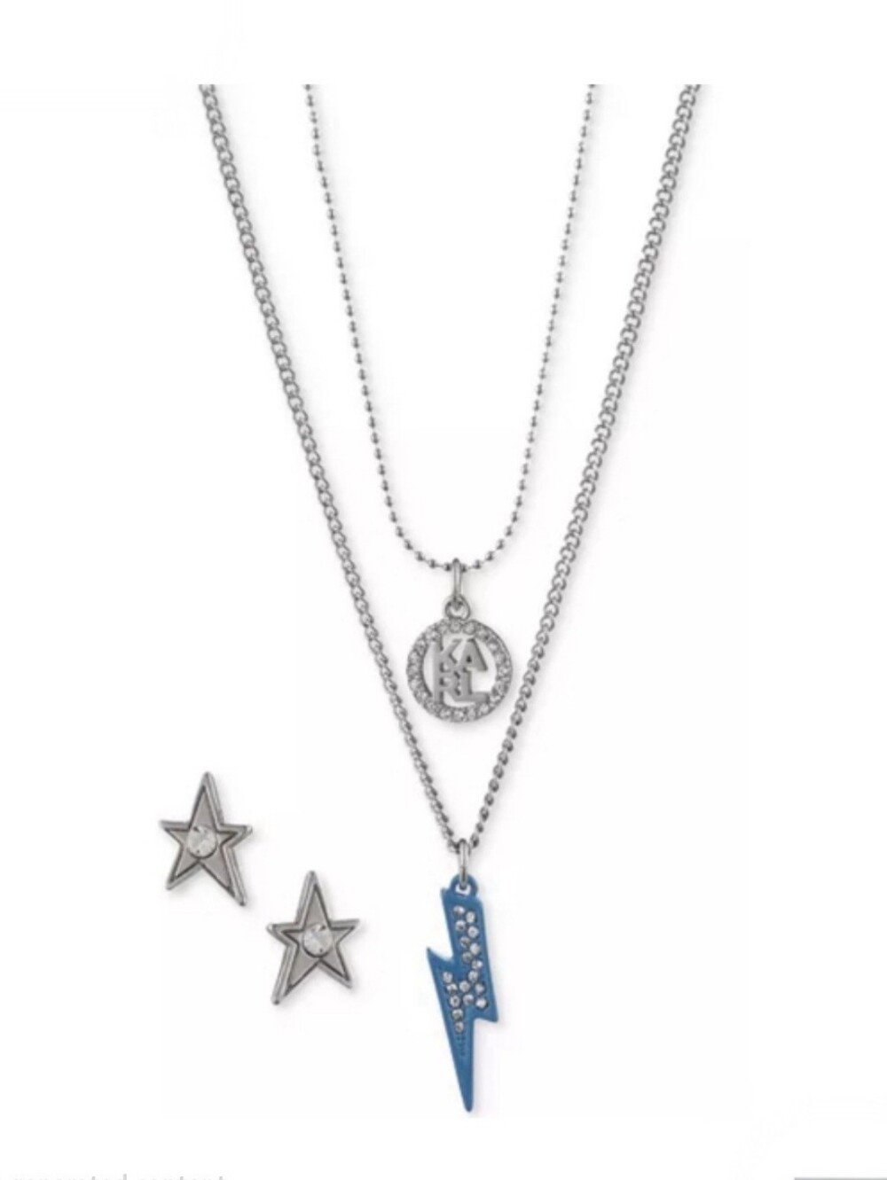 Karl Lagerfeld Blue Lightning Bolt & Crystal Accent Jewelry Set, NIB